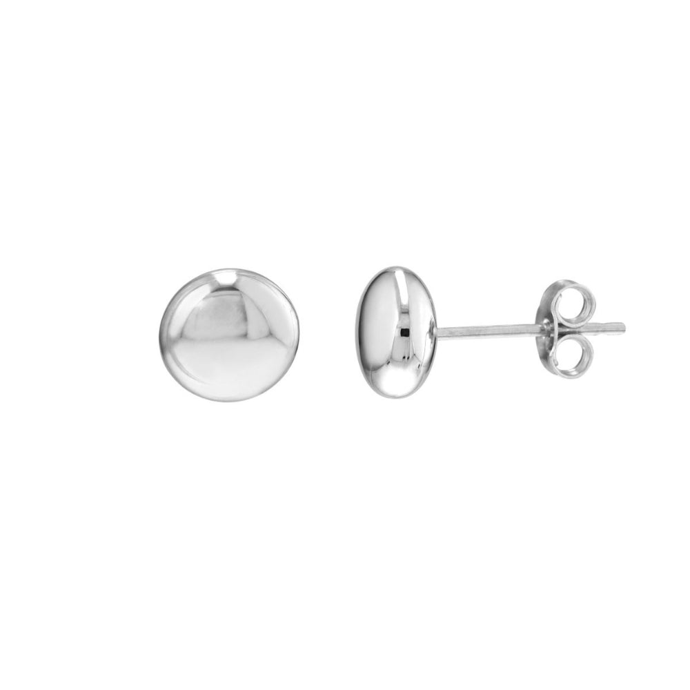 Stylish 14k Gold Flat Round 7mm Pebble Stud Earrings
