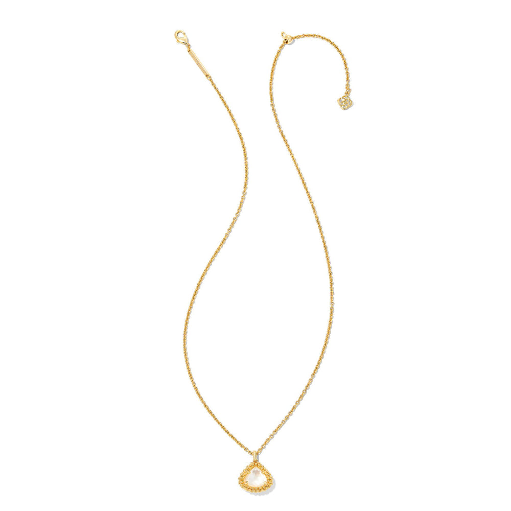 Kendra Scott Gold-Plated Short Pendant Necklace with Framed Kendall Design - A Fashionable Jewelry Piece