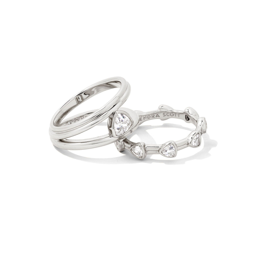 Kendra Scott White Crystal Arden Triple Ring Stacking Set