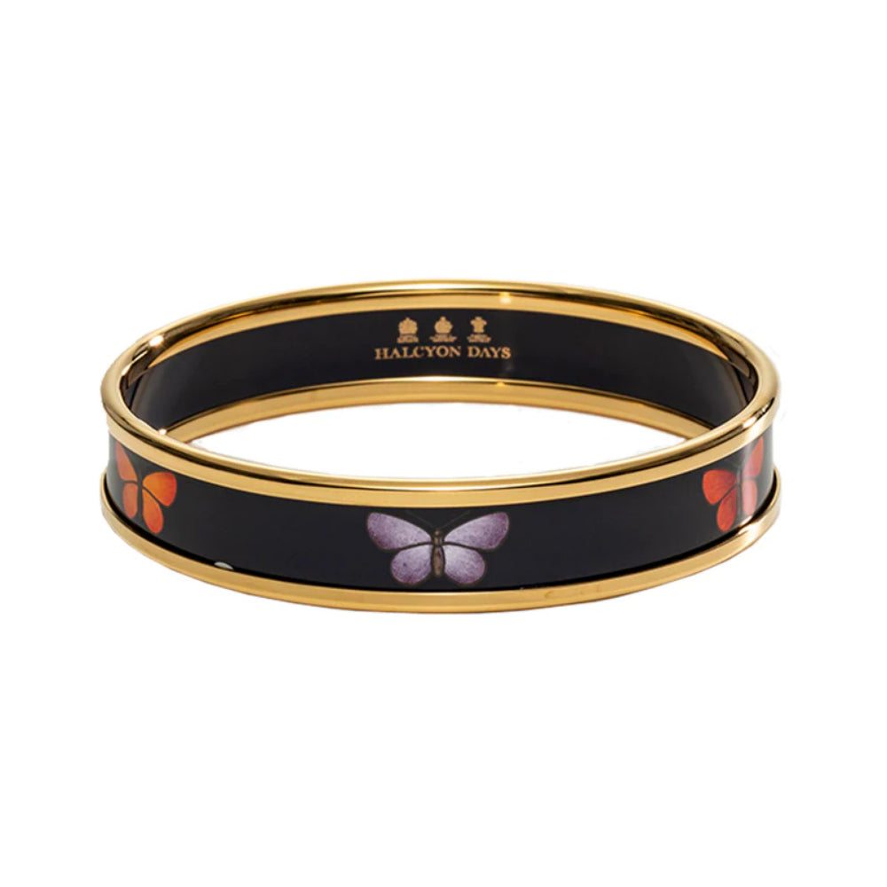 Halcyon Days Navy & Gold 1cm Handmade Enamel Butterfly Bangle