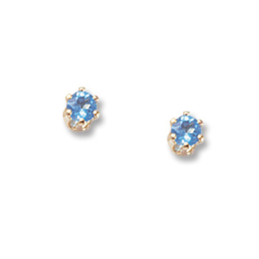 14k Yellow Gold Swiss Blue Topaz 3mm Stud Earrings