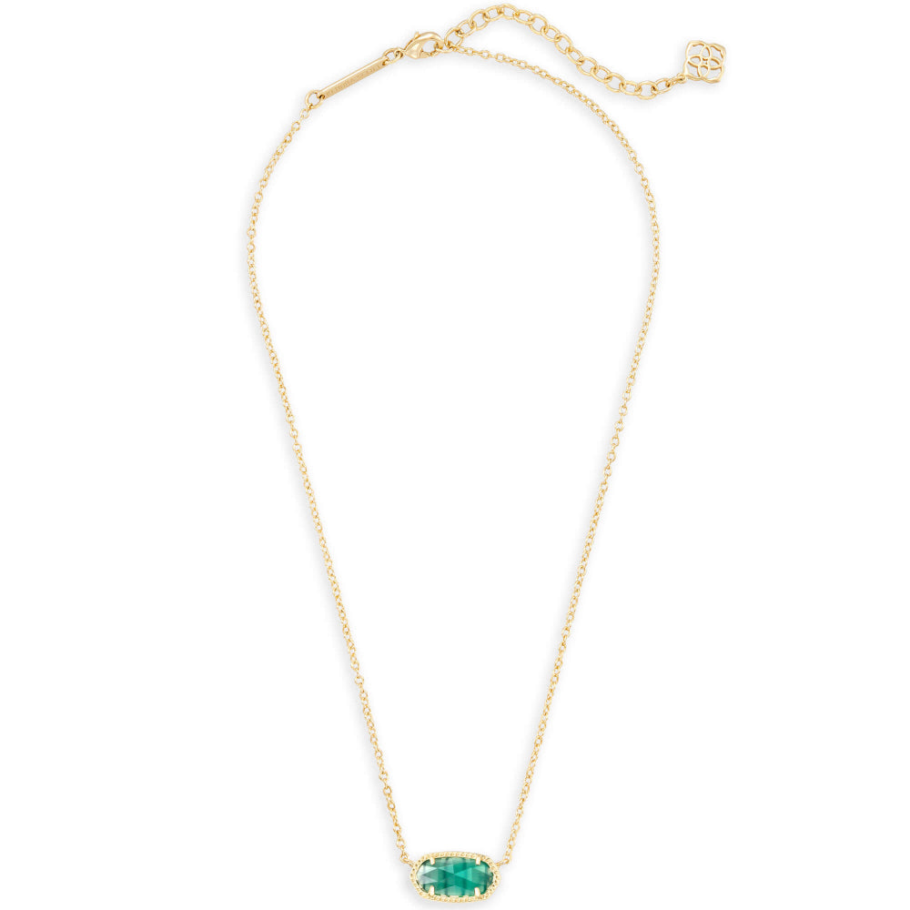 Kendra Scott's Stunning Elisa Emerald Cats Eye Gold Pendant Necklace for Women's Jewelry Collection