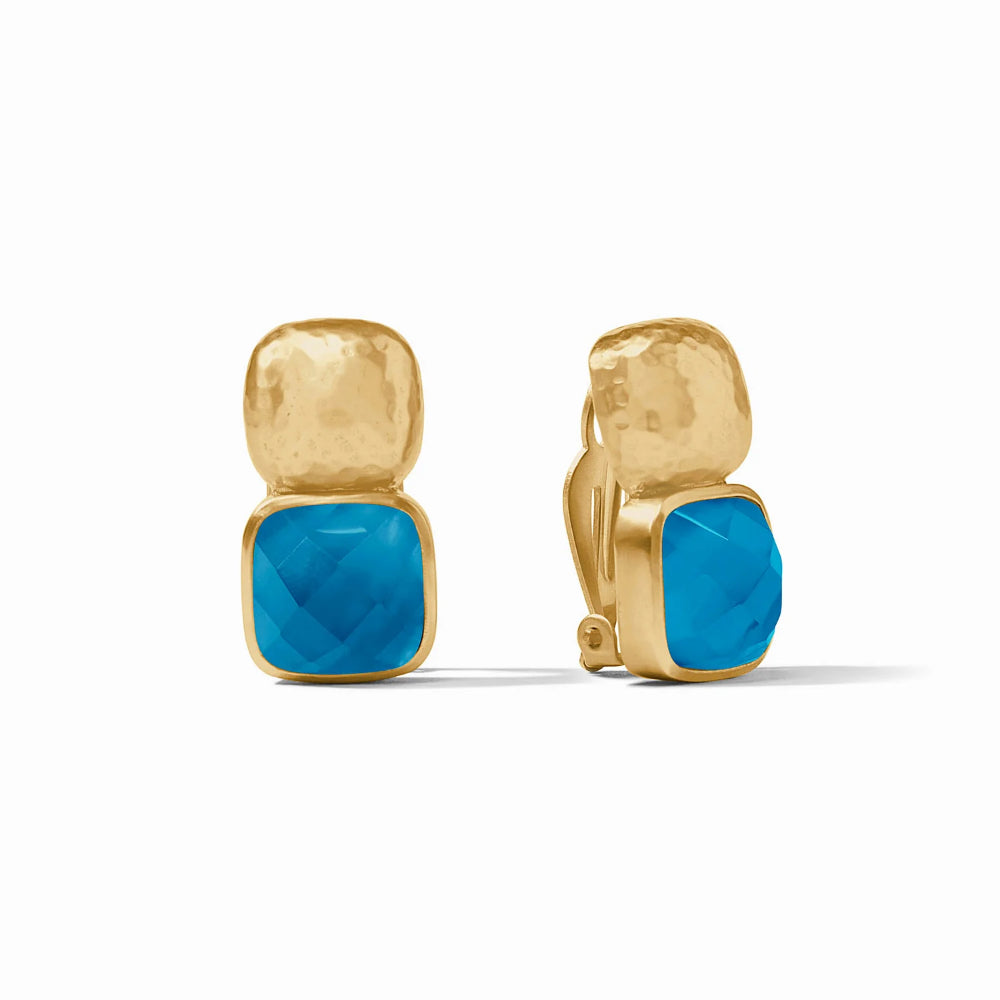 Julie Vos Catalina Clip - On Fashion Earrings with a Unique Gemstone Design