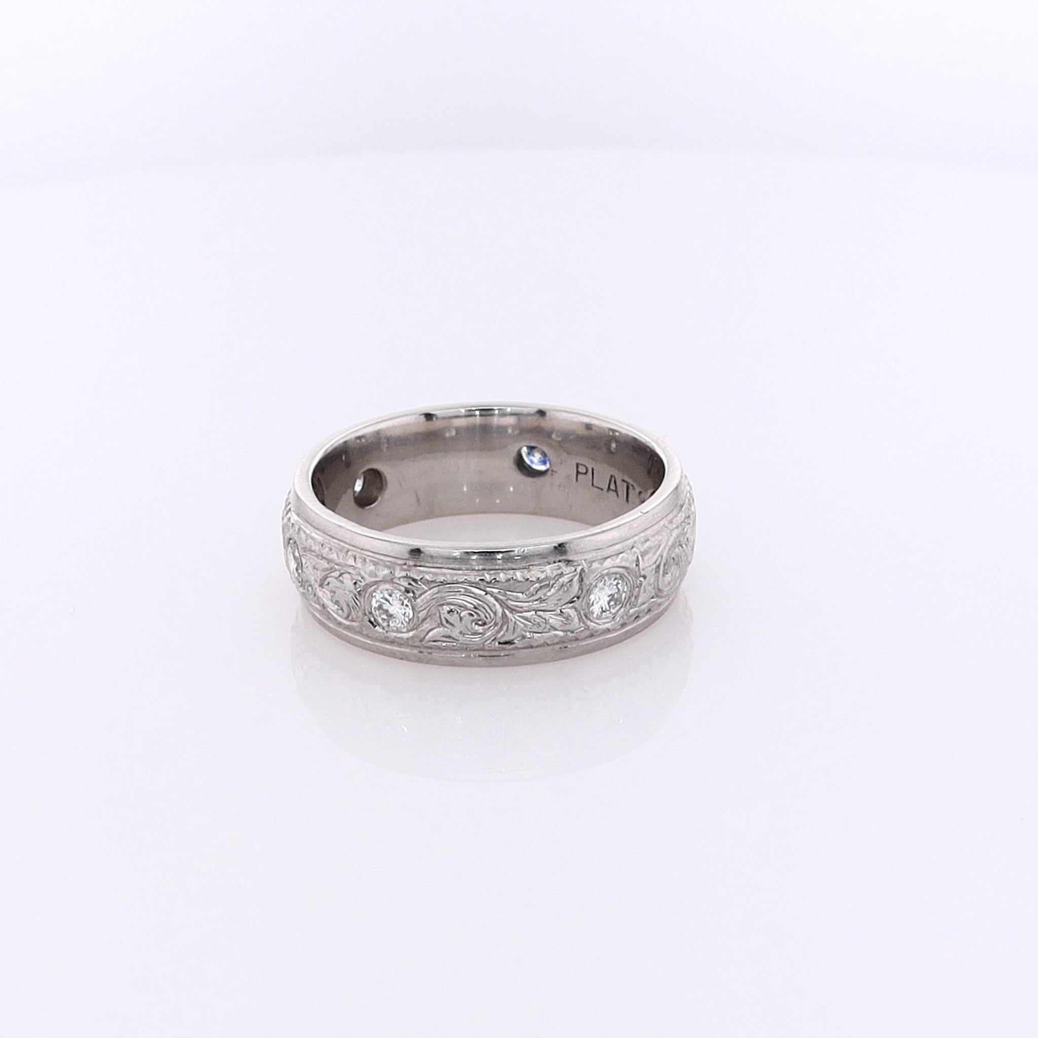 Exquisite Estate Platinum Diamond Drill Set Wedding Band for Brides
