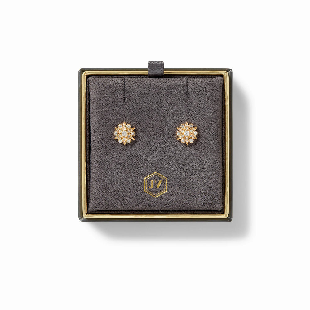 Julie Vos Celeste Demi Stud Earrings with 24K Gold Plate and Cubic Zirconia