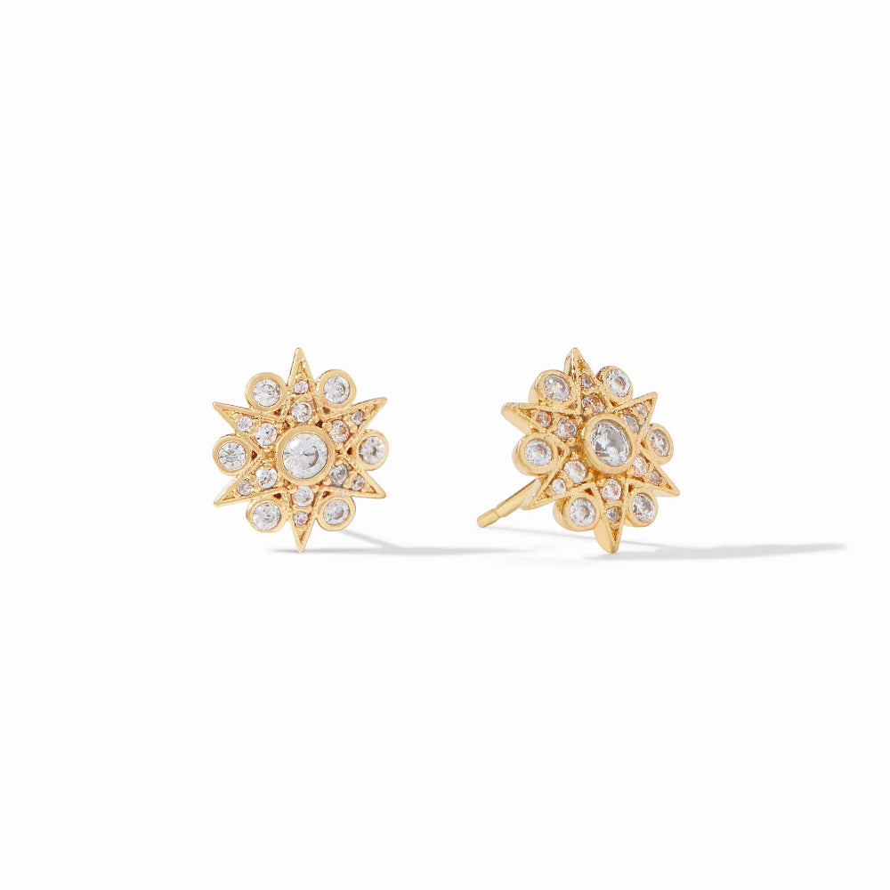 Julie Vos Celeste Demi Stud Earrings with 24K Gold Plate and Cubic Zirconia