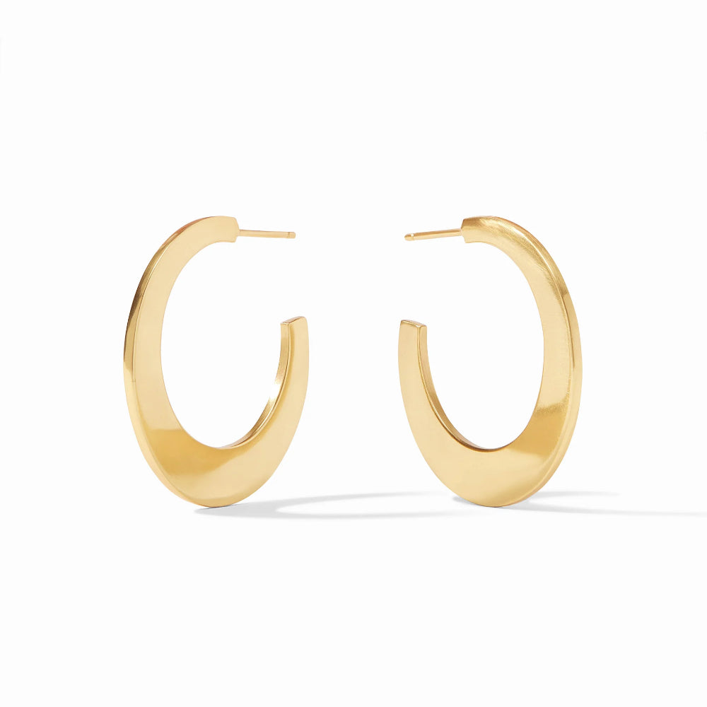 Julie Vos Luna Style Flat Gold-Plated Hoop Earrings