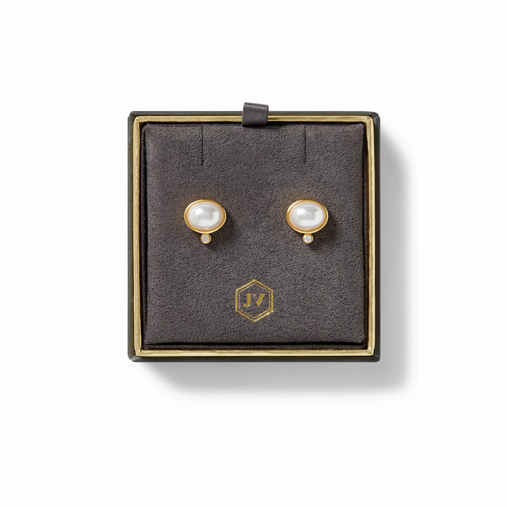 Julie Vos Antonia Oval Stud Earrings with Cubic Zirconia Sparkle