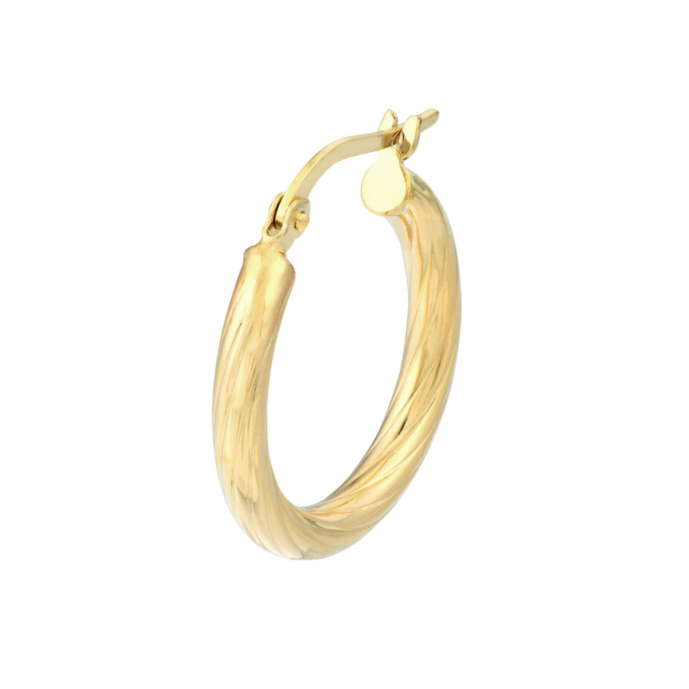 14k Yellow Gold Fashionable Spiral Tube Hoop Earrings for a Modern Look