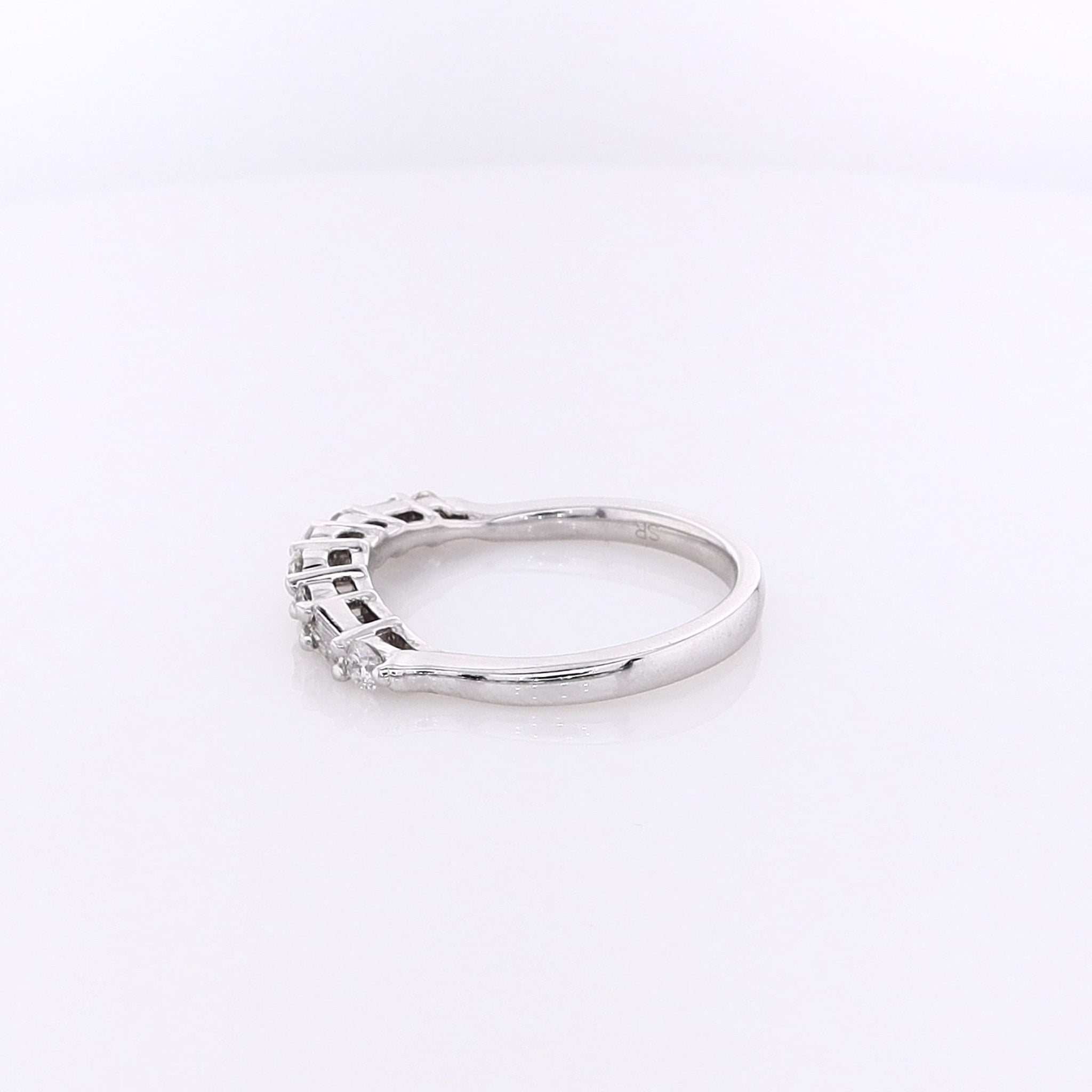 14 Karat White Gold Curved Diamond Band for Wedding