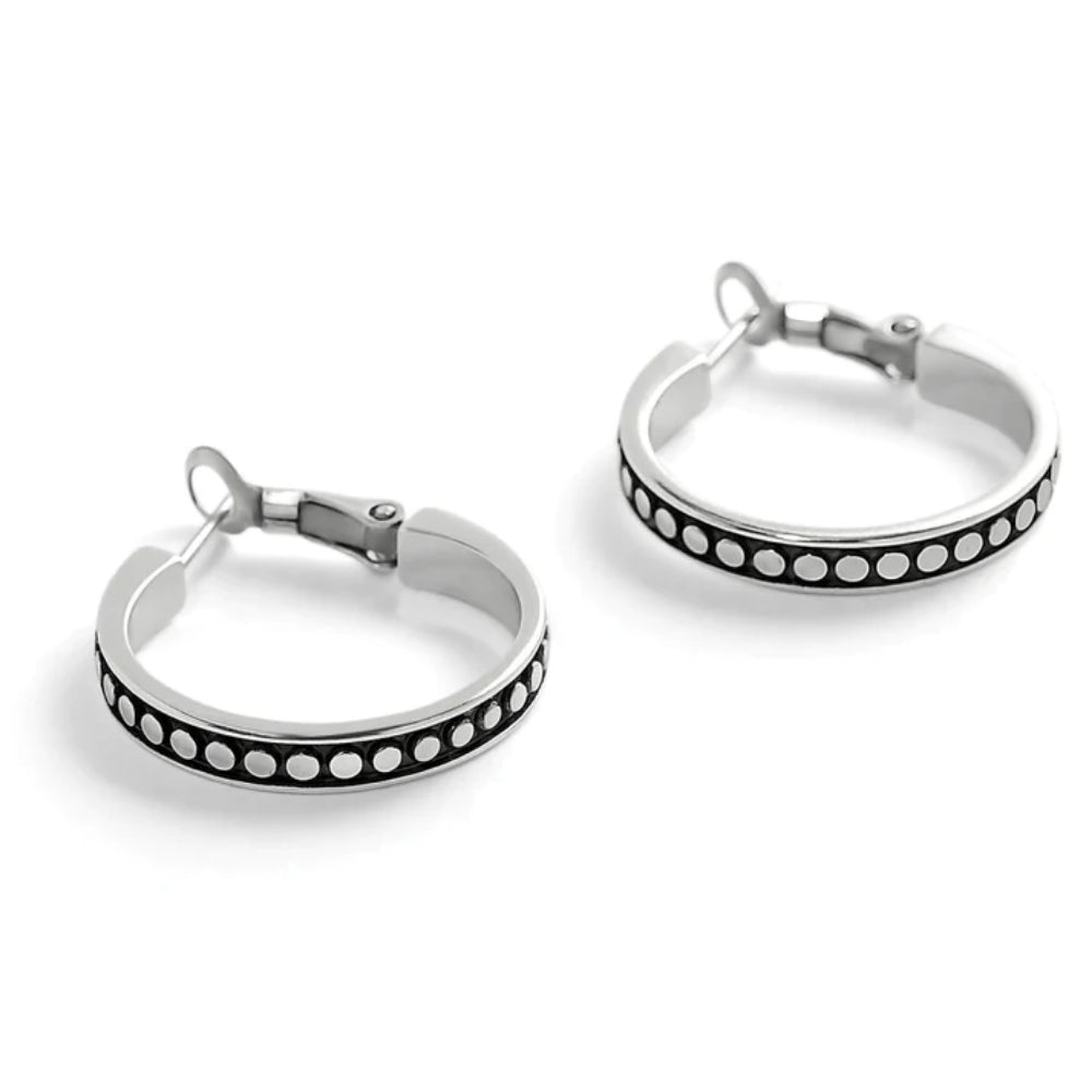 Reversible Brighton Hoop Earrings with Pebble Dot Onyx and Hammered Gold