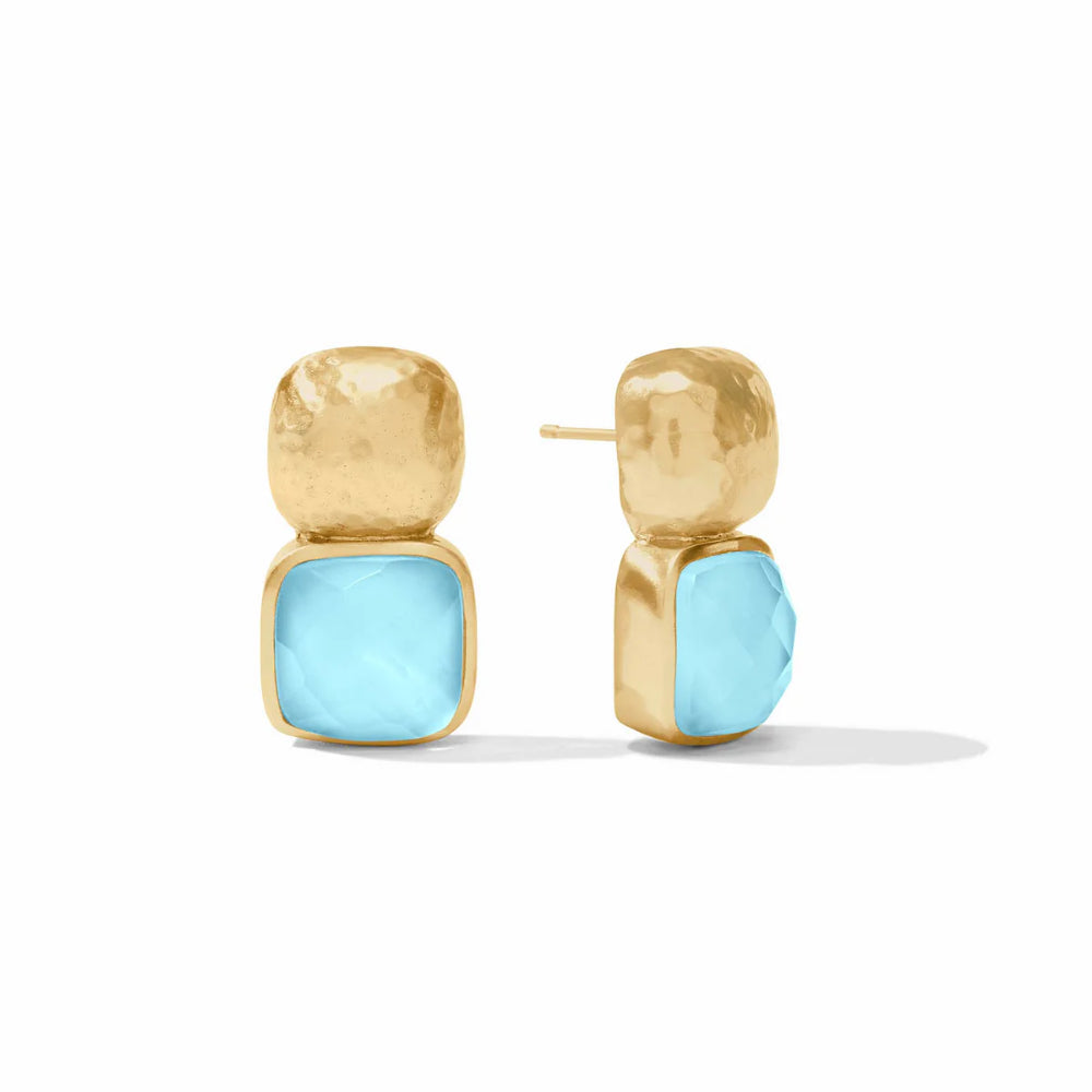 Julie Vos Catalina Stacked Square and Gemstone Earrings with 24k Gold Plate