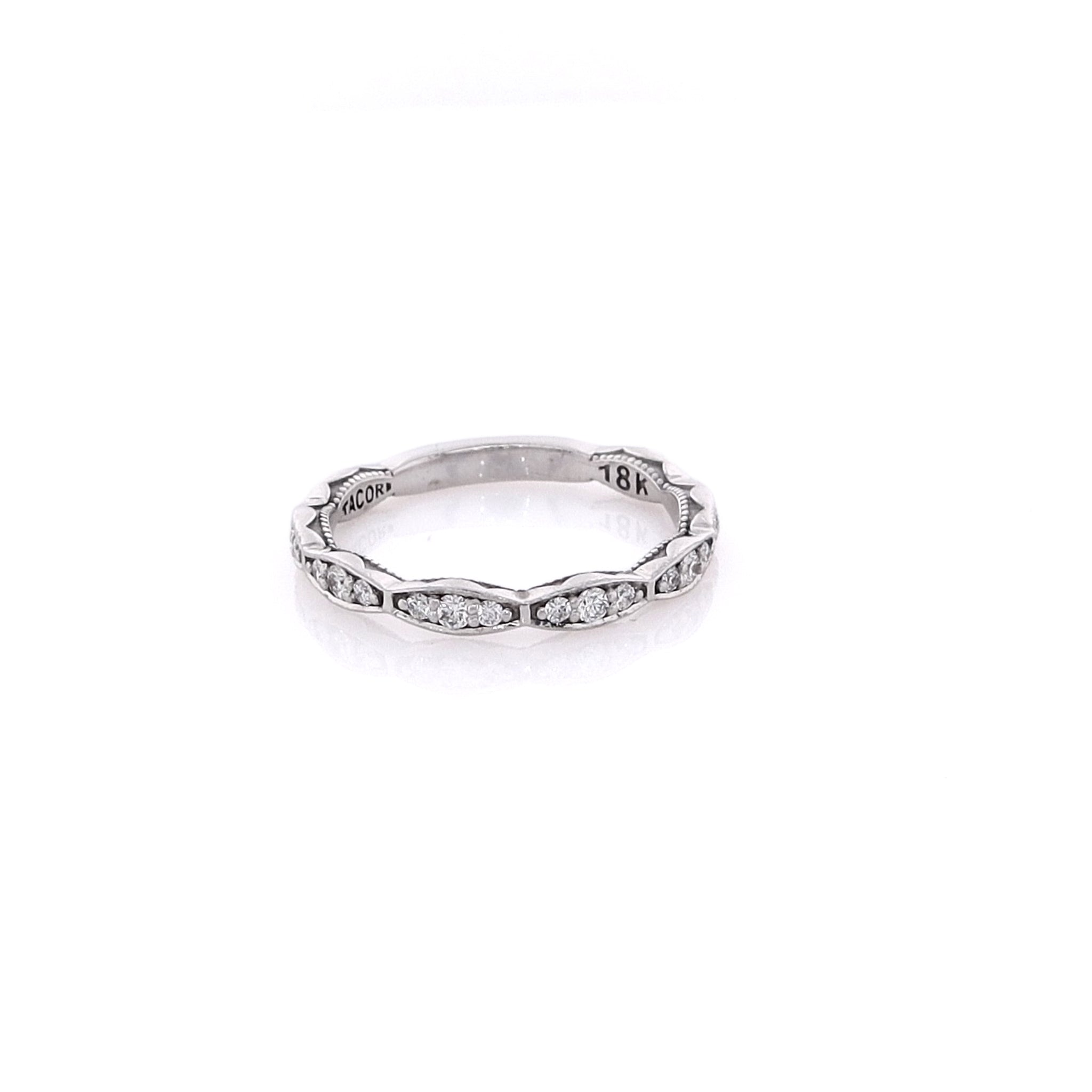 Tacori 18K White Gold Navette-Style Diamond Wedding Band Size 5.5