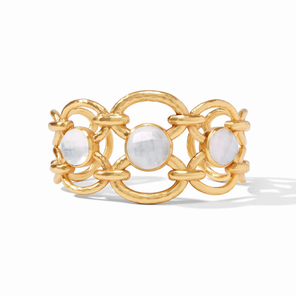 Julie Vos Iridescent Clear Crystal Palermo Stone Decorative Cuff for Fashionable Wrist Adornment