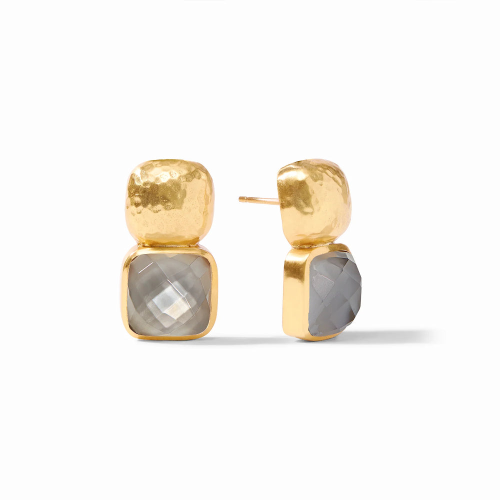 Julie Vos Catalina Stacked Square and Gemstone Earrings with 24k Gold Plate