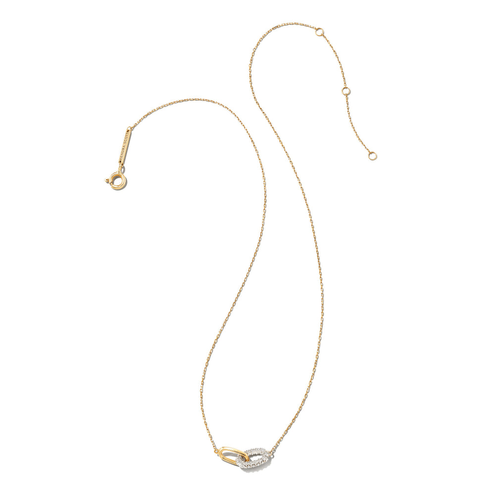 Kendra Scott Elisa 14k White Diamond Interlocking Gold Pendant Necklace