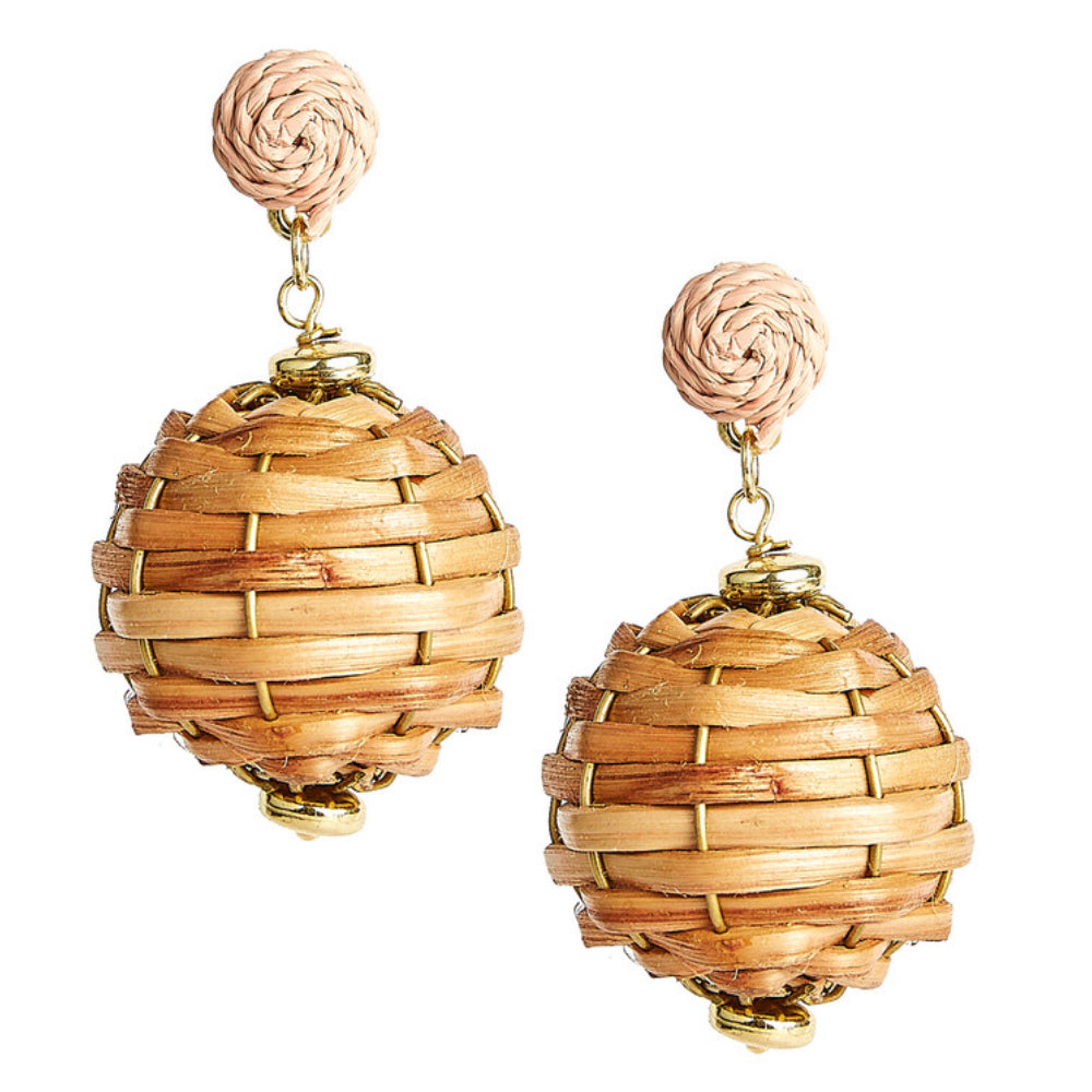 Lisi Lerch Handmade Natural Sand-Colored Wicker Earrings by Whidden