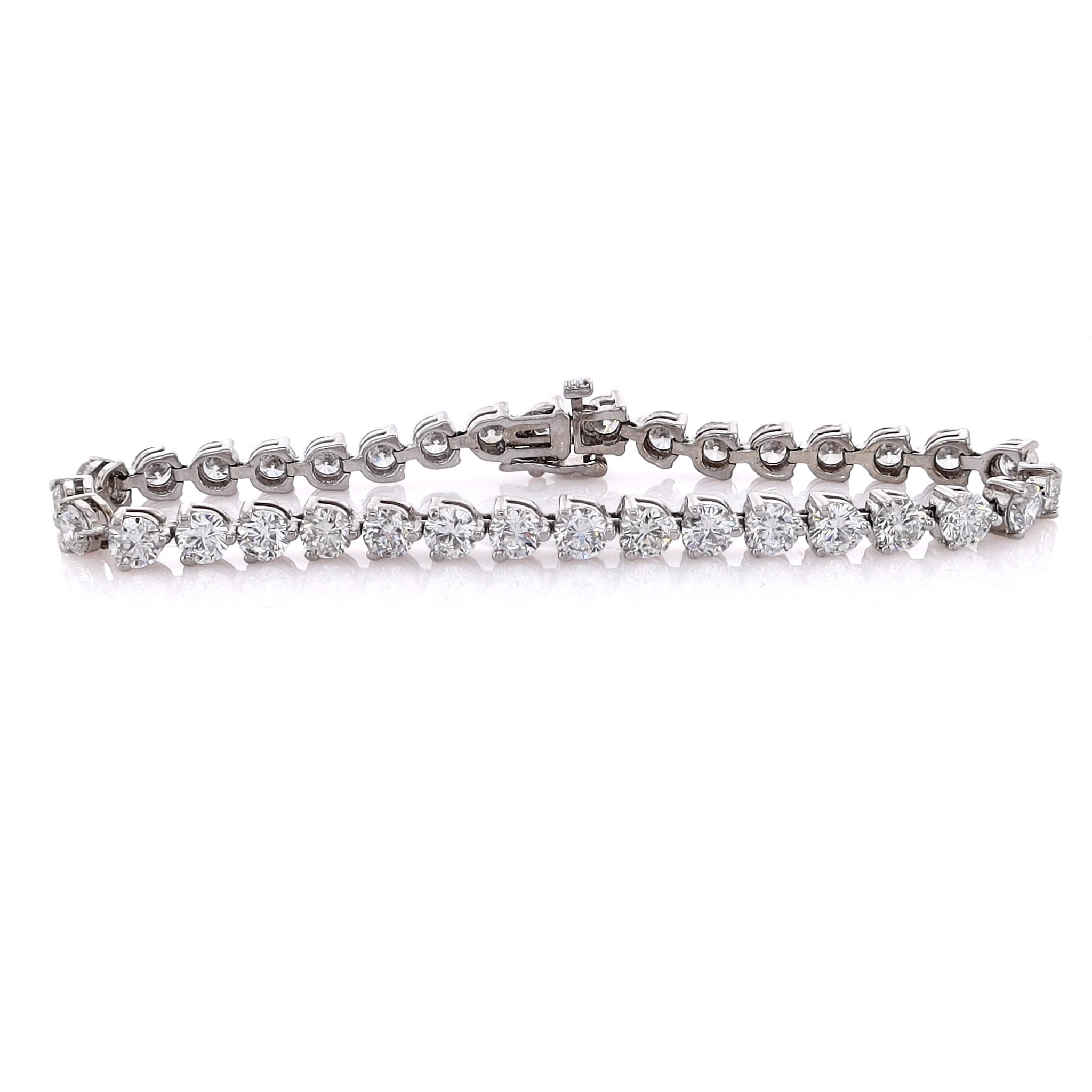 14 Karat White Gold Tennis Style Diamond Bracelet with 35 Round Brilliant Diamonds