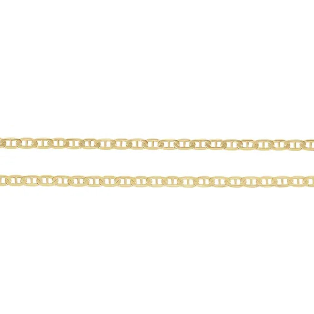 Smyth Jewelers 14k Gold Linked 2.25mm Curved Anchor Chain Welded Bracelet for Women and Men