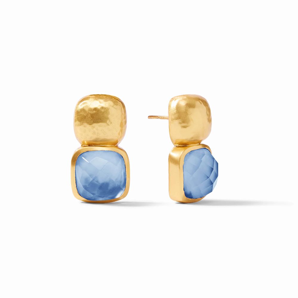 Julie Vos Catalina Stacked Square and Gemstone Earrings with 24k Gold Plate