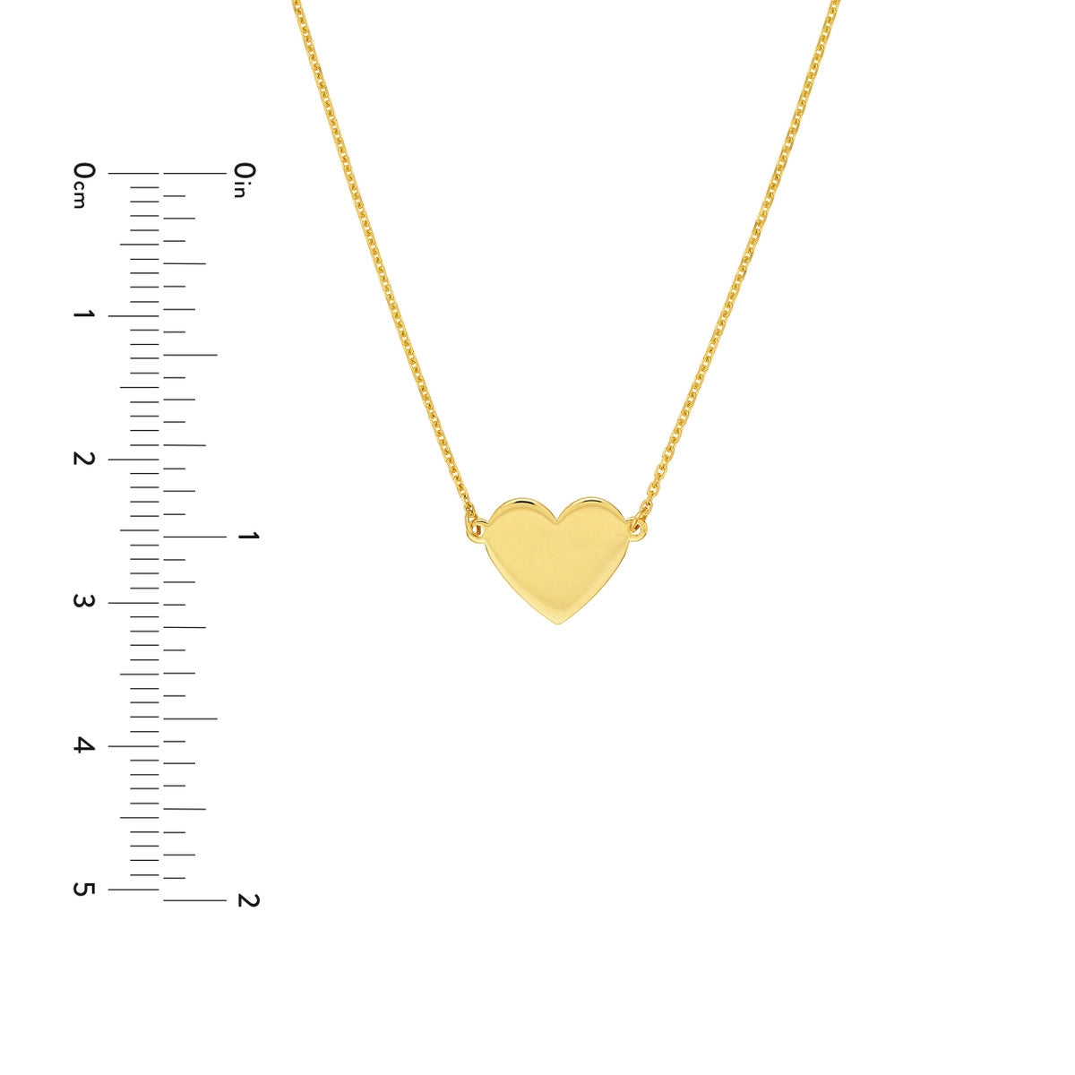 14K Solid Gold Flat Heart-Shaped Pendant Necklace for Personalized Gifting