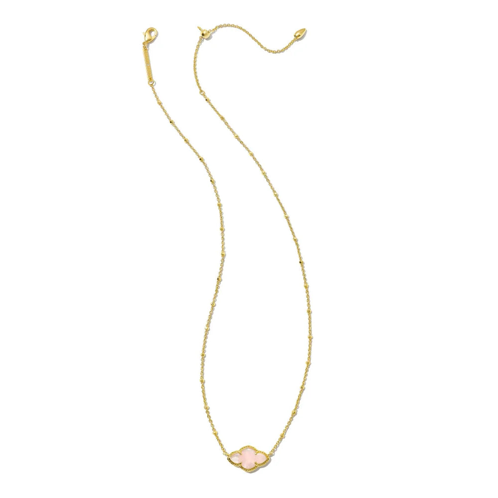 Rose Quartz Kendra Scott Abbie Gold Plated Pendant Necklace with 18' Chain