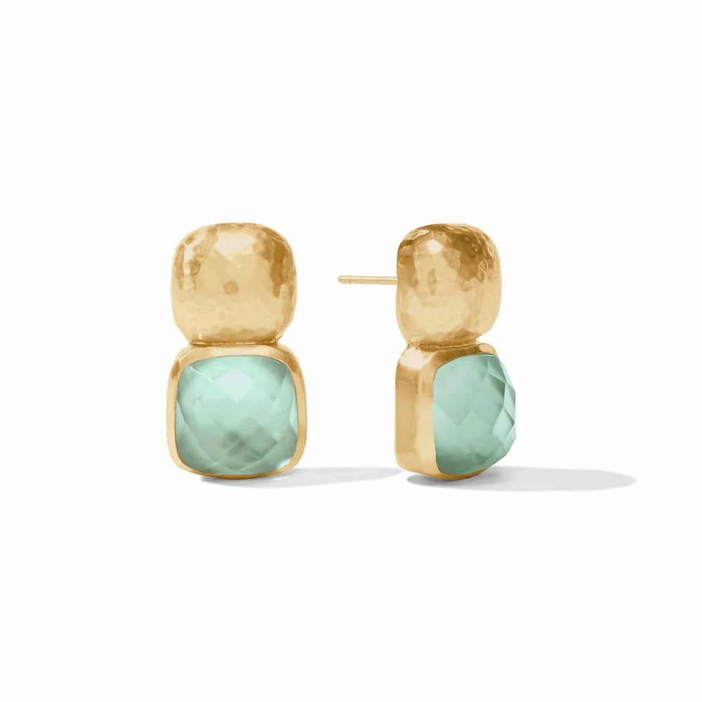 Julie Vos Catalina Stacked Square and Gemstone Earrings with 24k Gold Plate