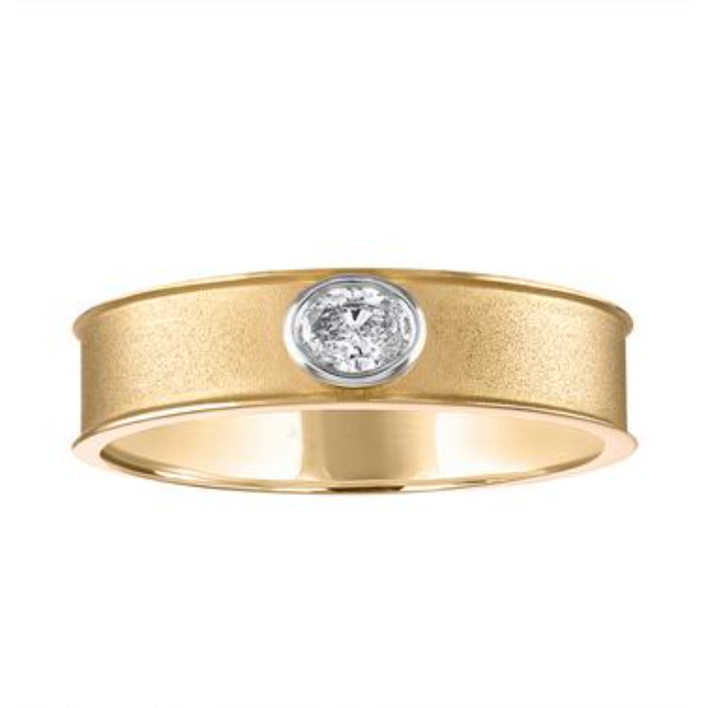 14k Two - Tone Gold Band Jewelry with Oval Diamond