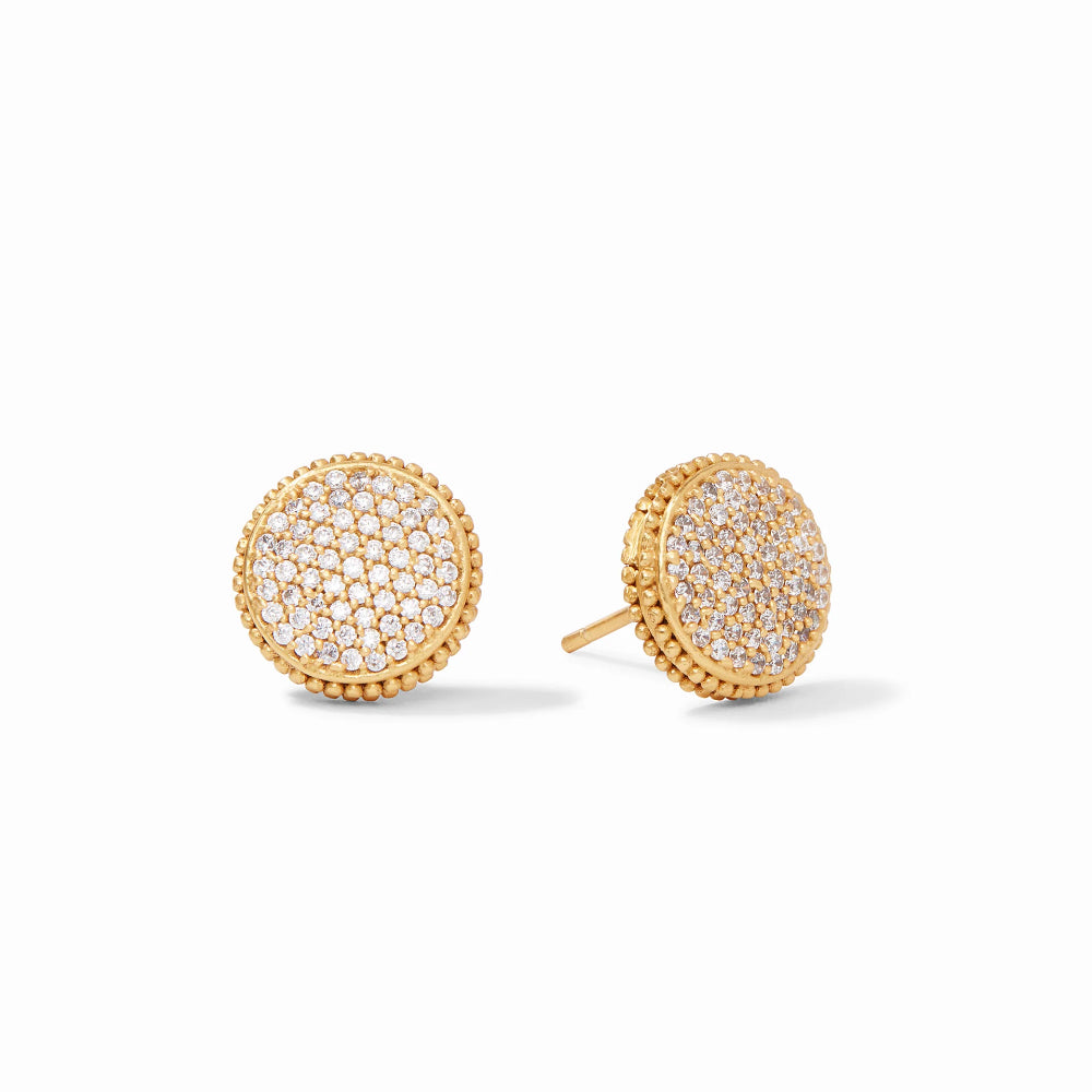 Julie Vos Pavé Stud Earrings with Fleur - de - Lis Design