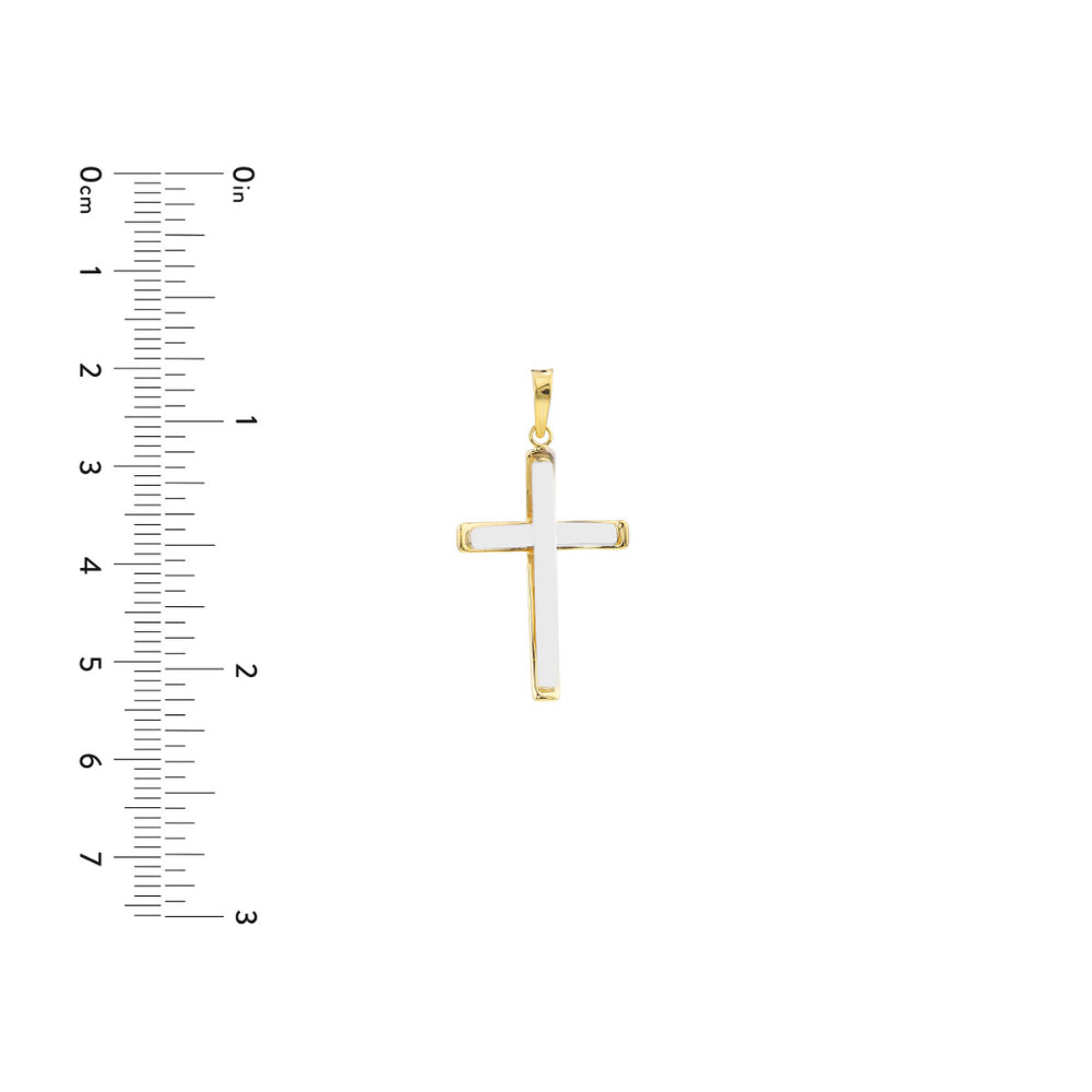 14k Reversible Two-Tone Gold Cross Pendant (Chain Not Included)