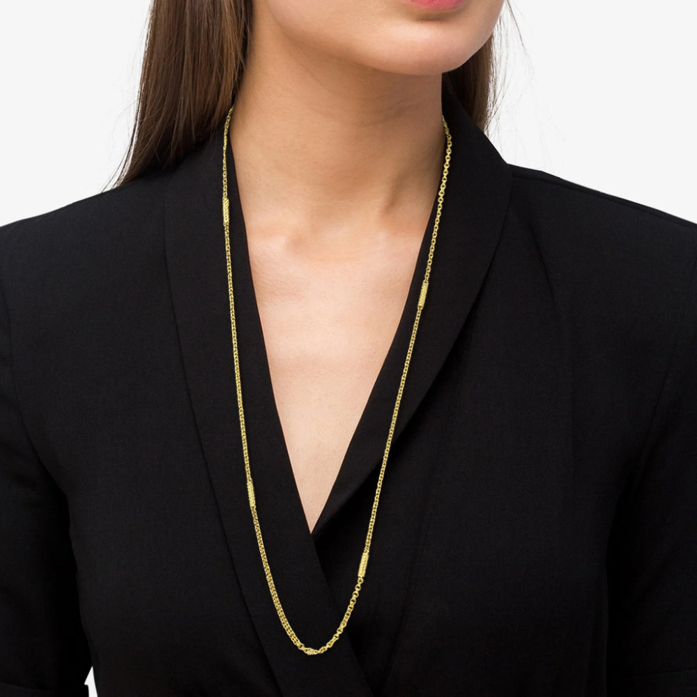 18k Gold Lagos Superfine Caviar 32-Inch 7-Station Chain Necklace