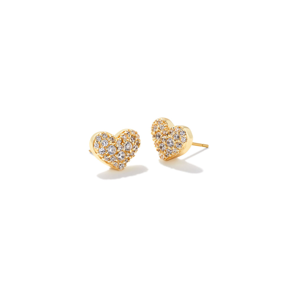 Kendra Scott White Cubic Zirconia Ari Pave Crystal Heart Earrings