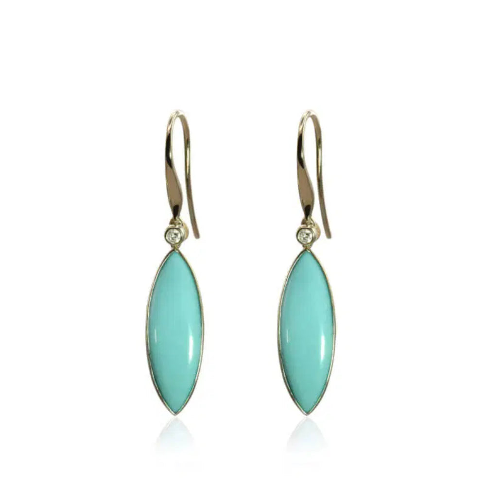 14k Yellow Gold Gemstone Drop Earrings with Diamonds