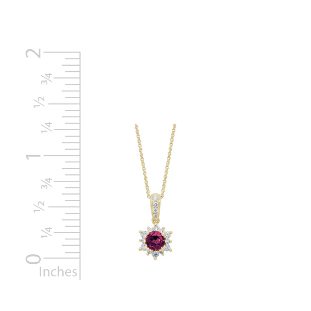 Stunning 14k Gold Pendant Necklace with Ruby and Diamond