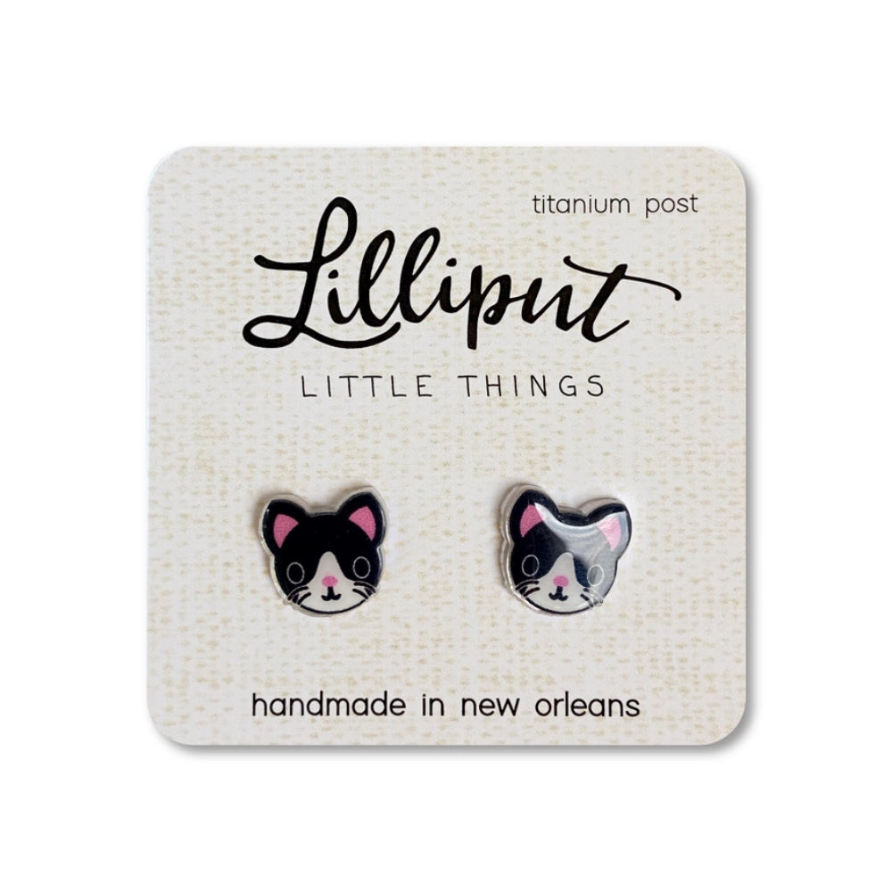 Comfortable Hypoallergenic Lilliput Kitty Cat Earrings with Vibrant Prints