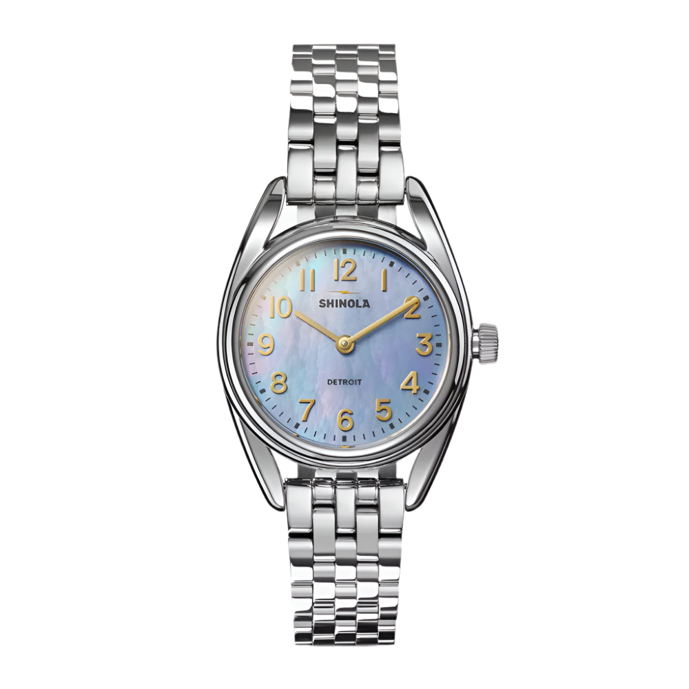 Shinola 30mm Derby Quartz Watch with Blue Mother of Pearl Dial