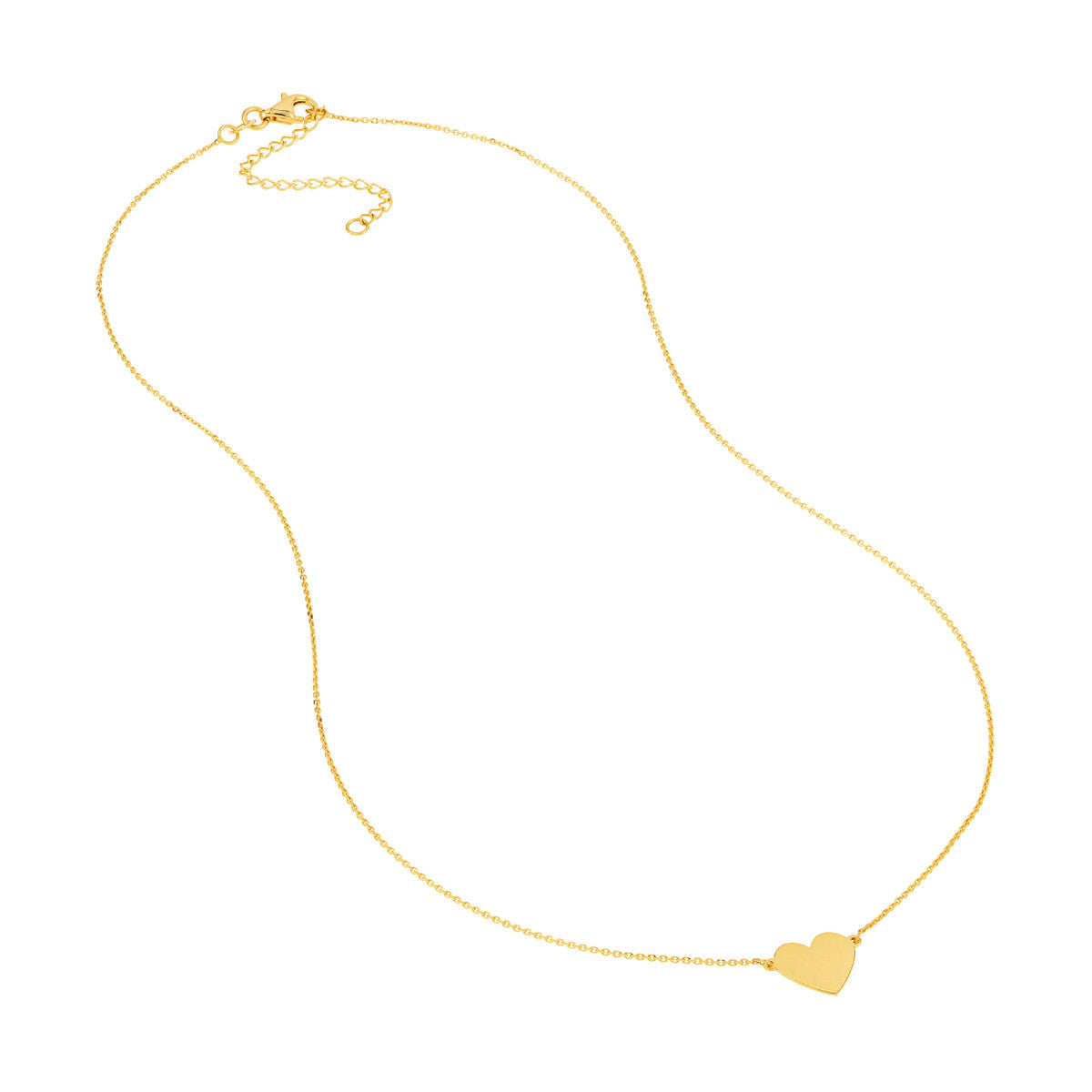14K Solid Gold Flat Heart-Shaped Pendant Necklace for Personalized Gifting