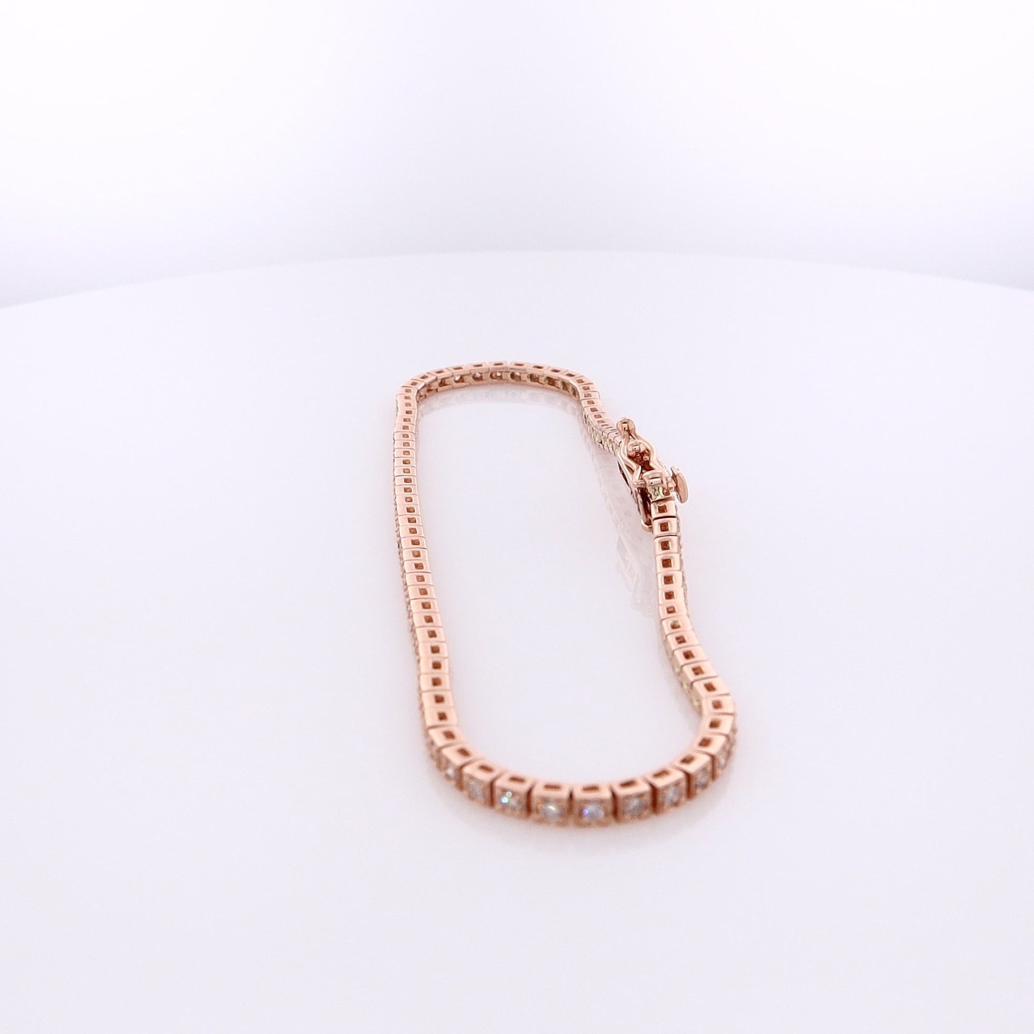 14K Rose Gold Block-Style Bracelet with 88 Round Brilliant Cut Diamonds