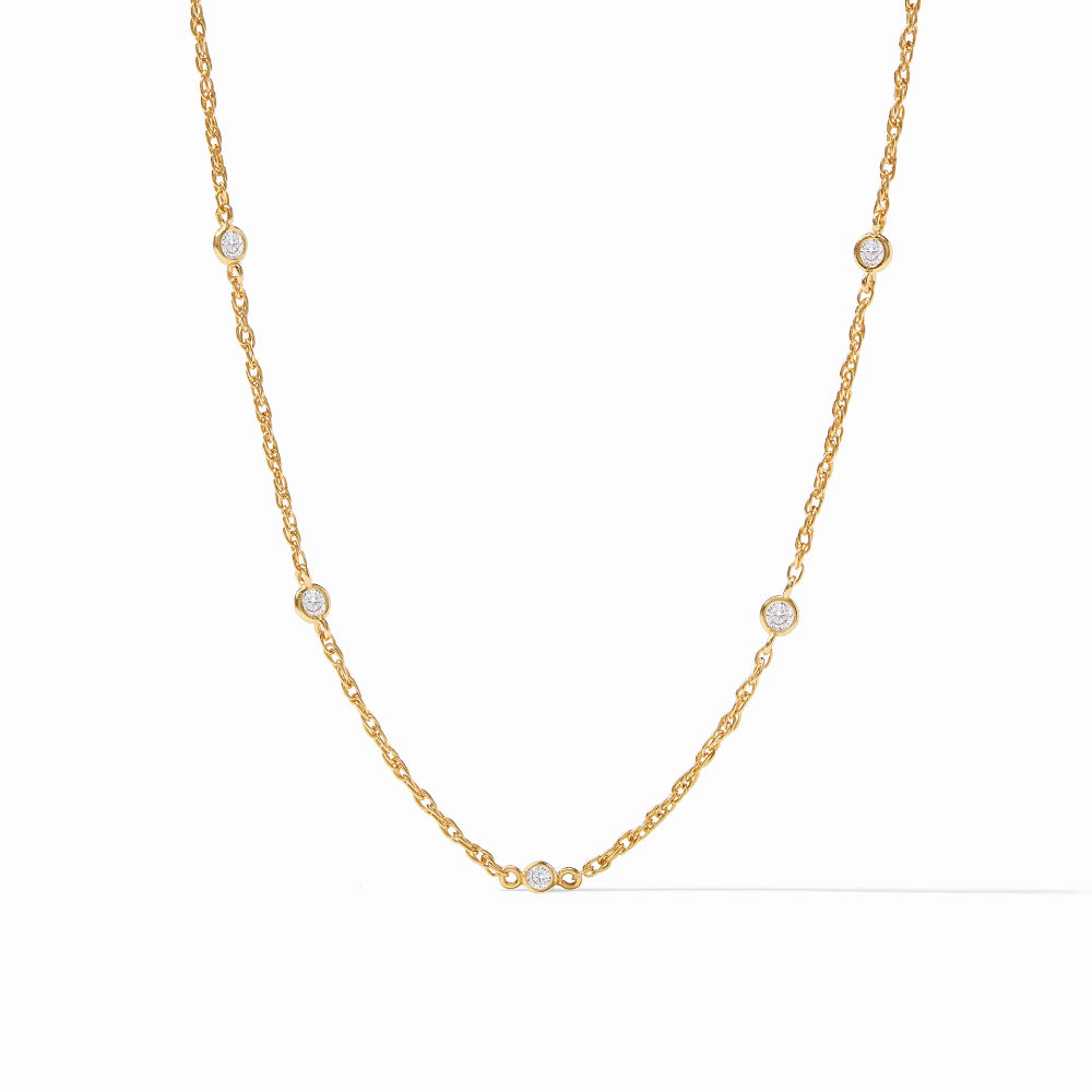 Julie Vos Celeste Golden Cubic Zirconia Delicate Adjustable Station Necklace
