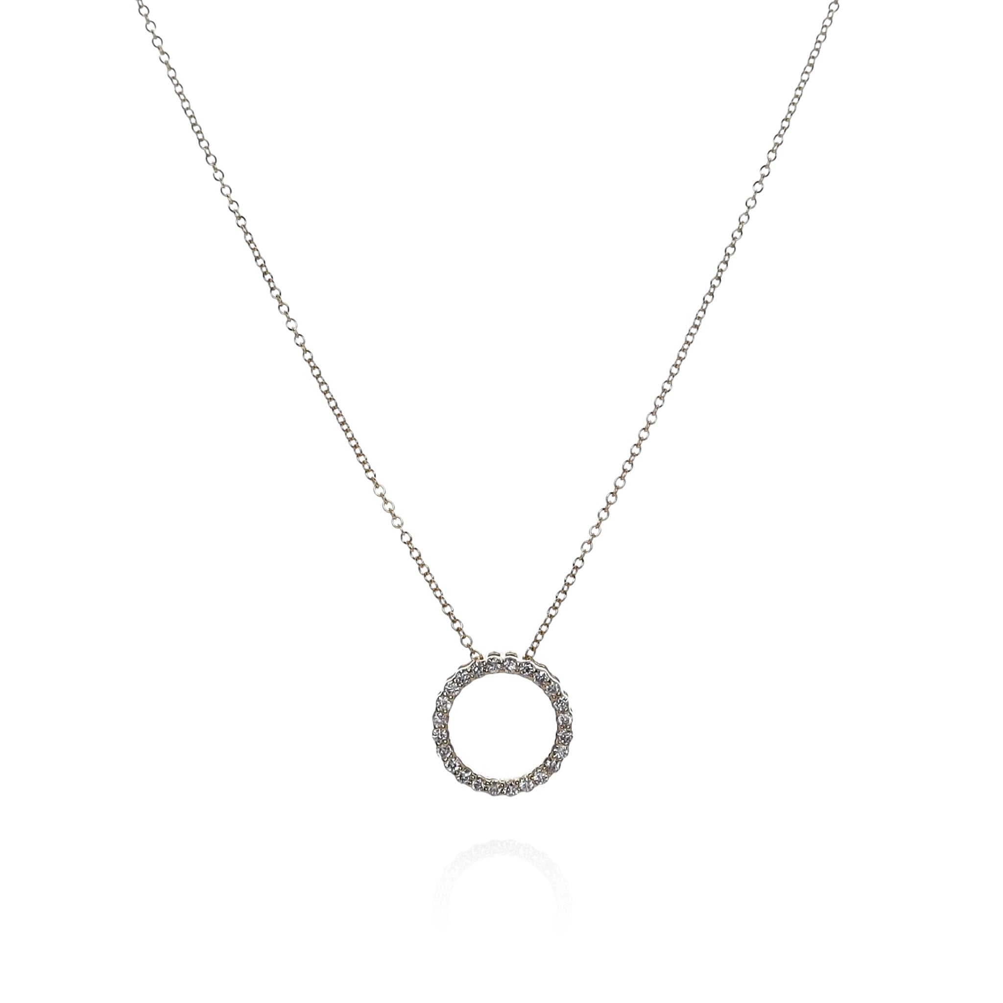 18-inch 14k Yellow Gold Open Diamond Circle Pendant Necklace with 0.30ct Diamonds