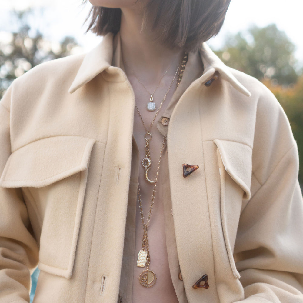 Monica Rich Kosann Exquisite Slim Rae Locket Necklace Adorned with White Diamonds