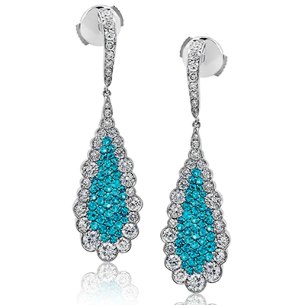 Exquisite Simon G. 18k Gold Diamond and Paraiba Tourmaline Stud Earrings for Women