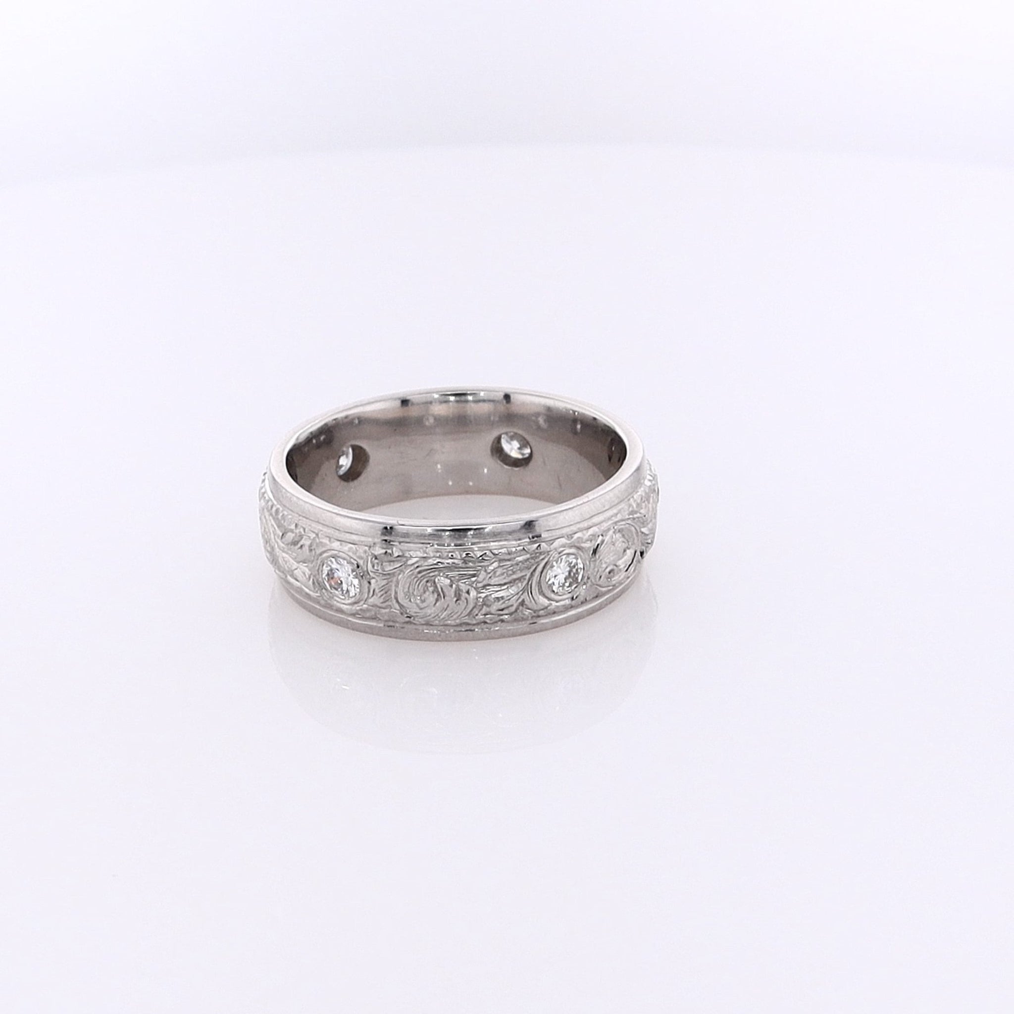 Exquisite Estate Platinum Diamond Drill Set Wedding Band for Brides