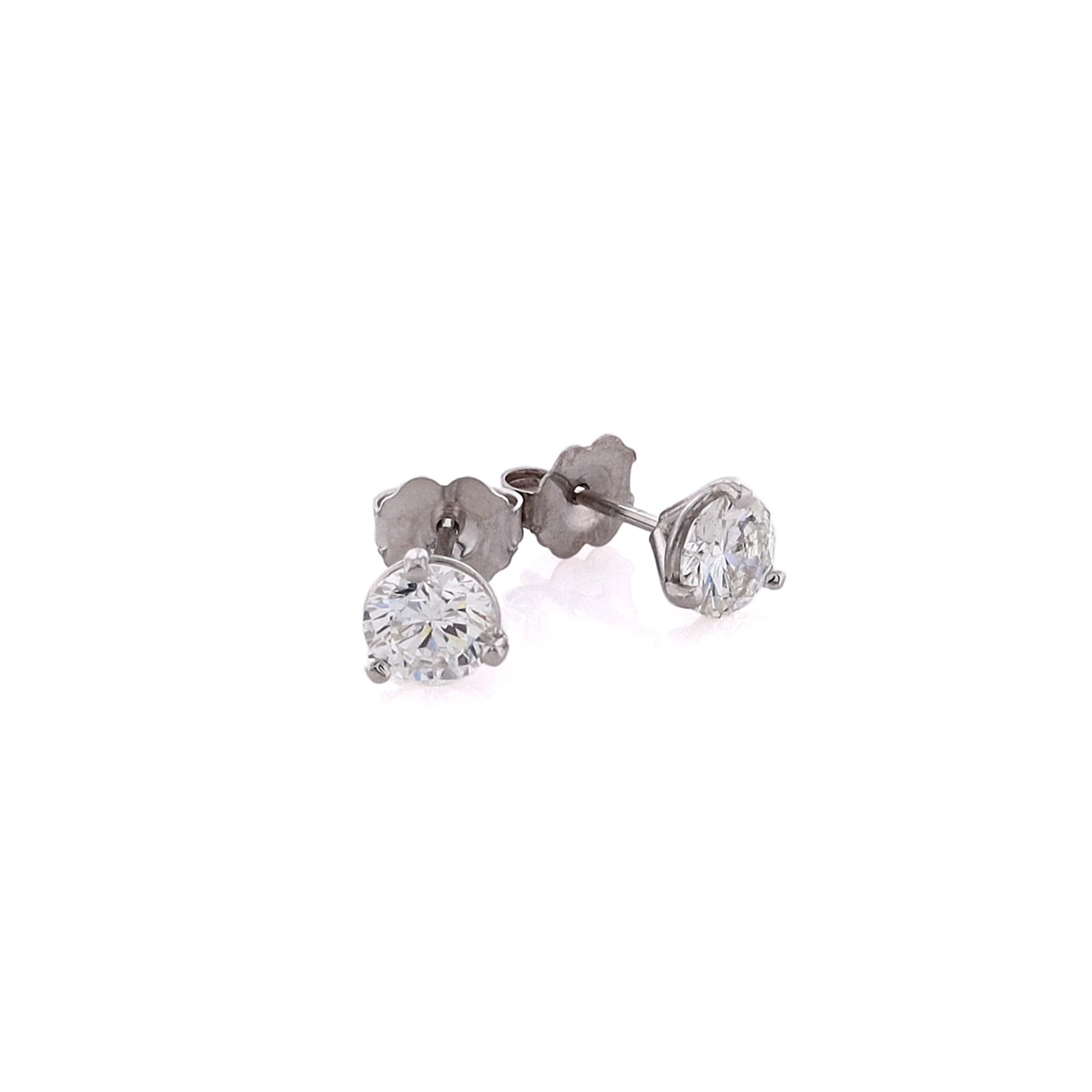 Exquisite Estate 14 Karat White Gold Diamond Martini Style Stud Earrings for Elegant Jewelry Lovers