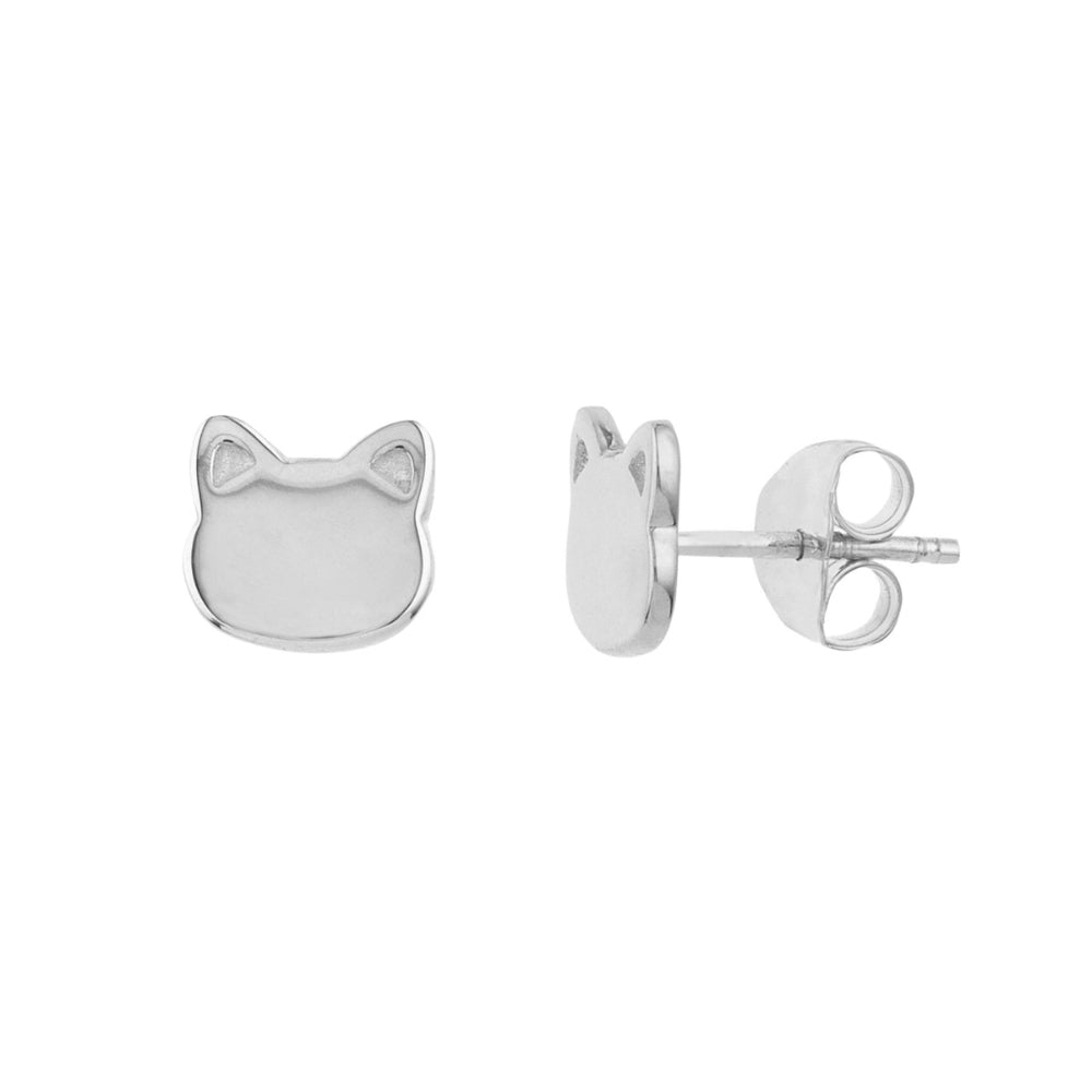 Stylish 14k Gold Stud Earrings Featuring Adorable Cat Face Designs