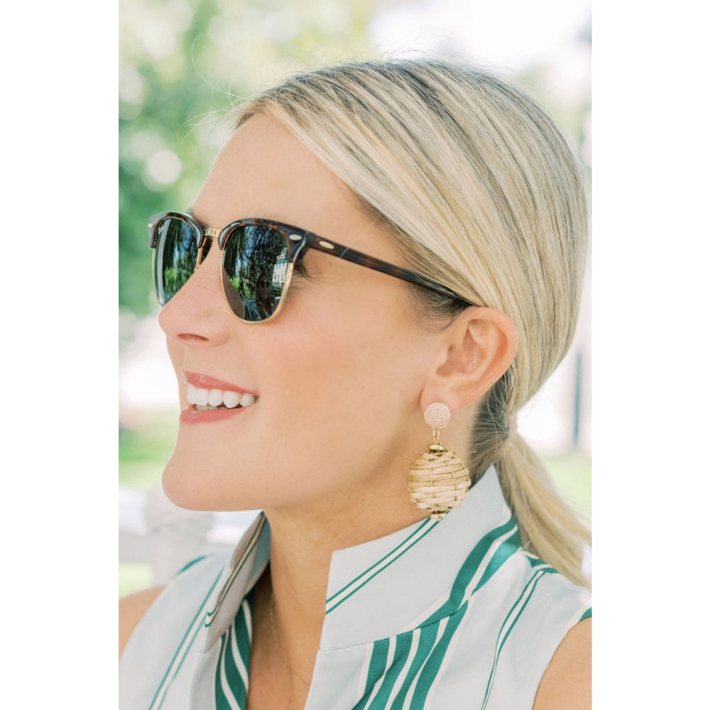 Lisi Lerch Handmade Natural Sand-Colored Wicker Earrings by Whidden