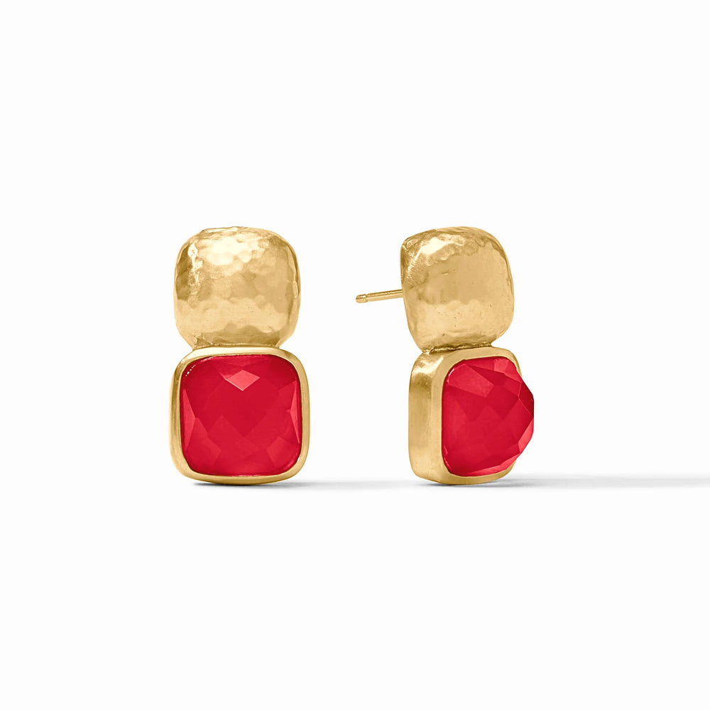 Julie Vos Catalina Stacked Square and Gemstone Earrings with 24k Gold Plate