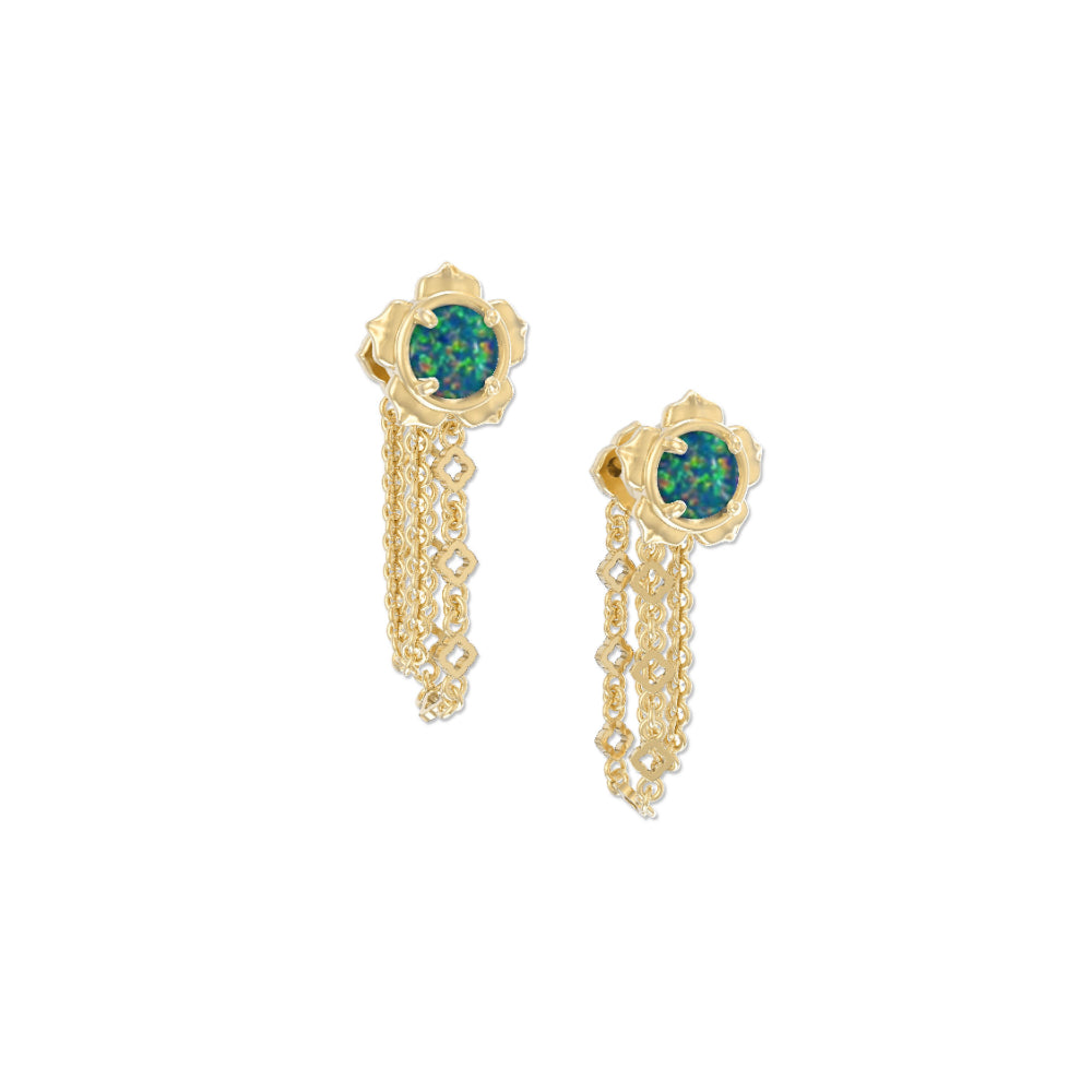 Kendra Scott Susie Convertible Gold Ear Jacket Earrings in Marine Kyocera Opal
