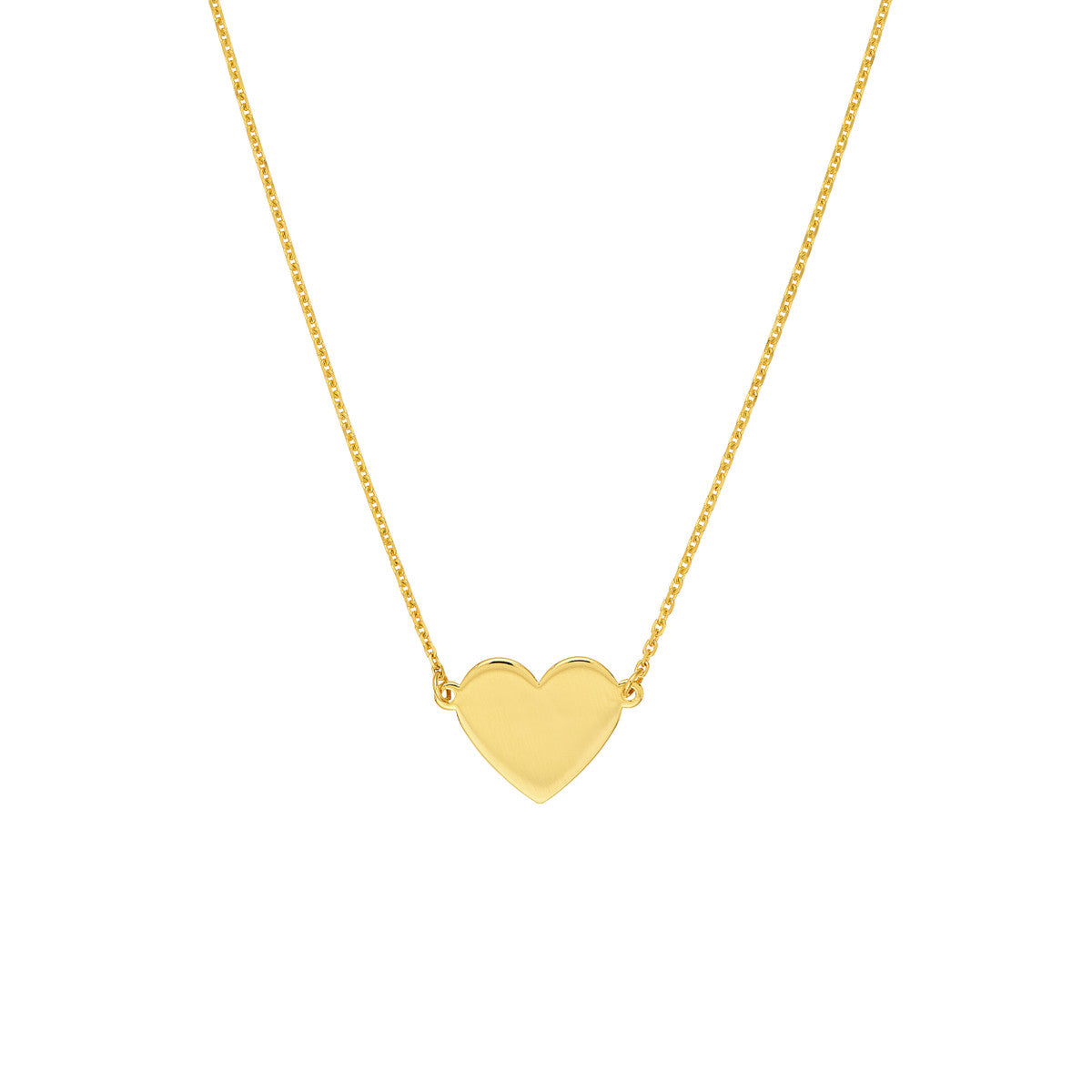 14K Solid Gold Flat Heart-Shaped Pendant Necklace for Personalized Gifting