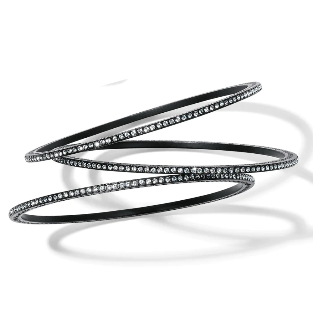 Stylish Brighton Meridian Eclipse Fine Crystal Pave Black Thin Bangle for Layered Wear